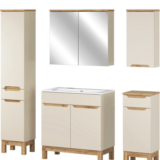 COMAD Zestaw mebli BALI CASHMERE 4 szafki, umywalka meblowa SKY 80 cm