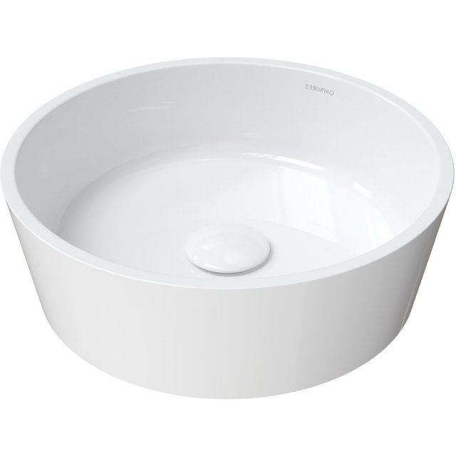 OMNIRES Umywalka nablatowa BARI M+ 38 okrągła biały połysk BARIUNBP