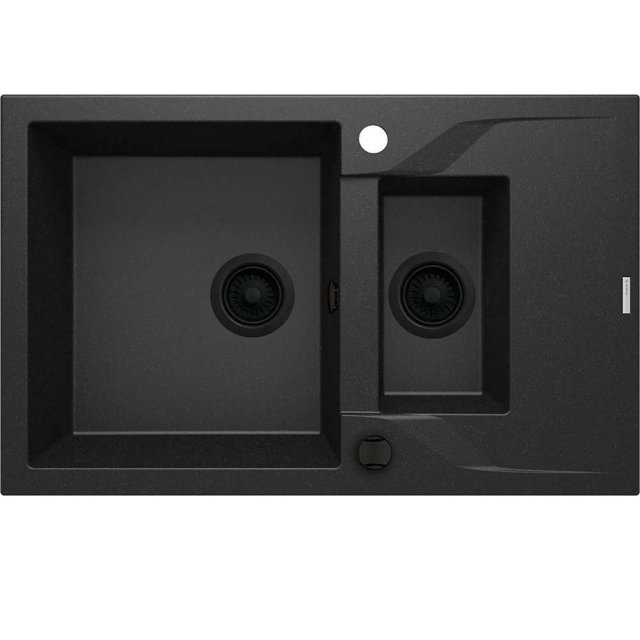 DEANTE Zlewozmywak granitowy ANDANTE 1,5-komorowy z ociekaczem grafit