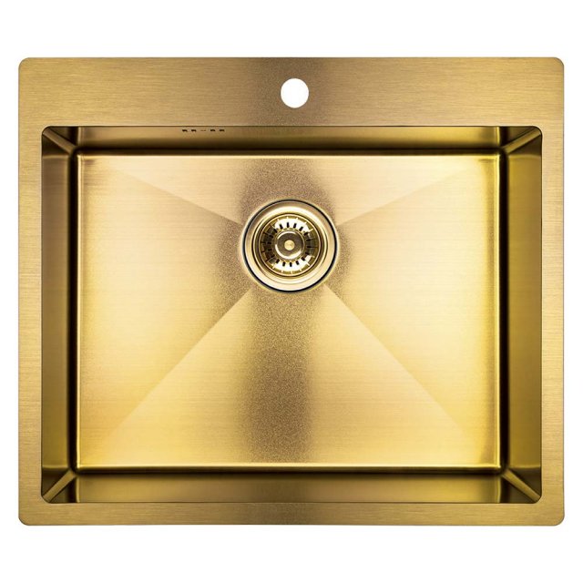 LAVEO Zlewozmywak stalowy MARMARA 59x51 cm 1-komorowy złoty SAM_G10T
