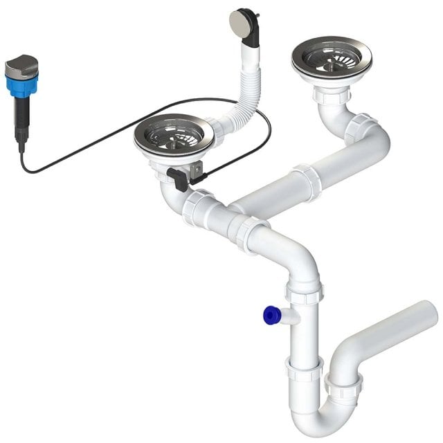 LAVEO Syfon typu SPACE SAVING 3,5" do zlewozmywaków 2-komorowych