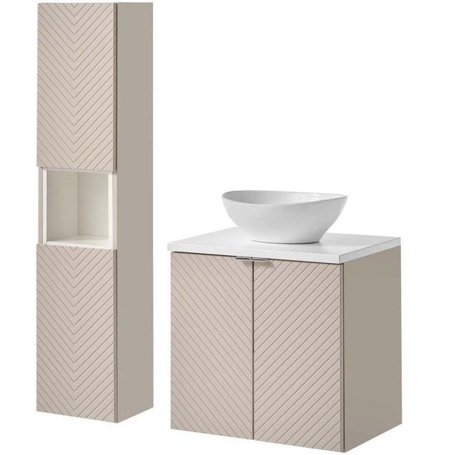 COMAD Zestaw mebli VIVA CASHMERE szafka z blatem WHITE 60 cm, umywalk