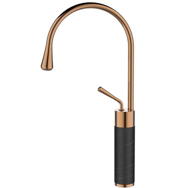 INVENA Bateria umywalkowa stojąca GABRO wysoka czarny/miedź BU-33-W14