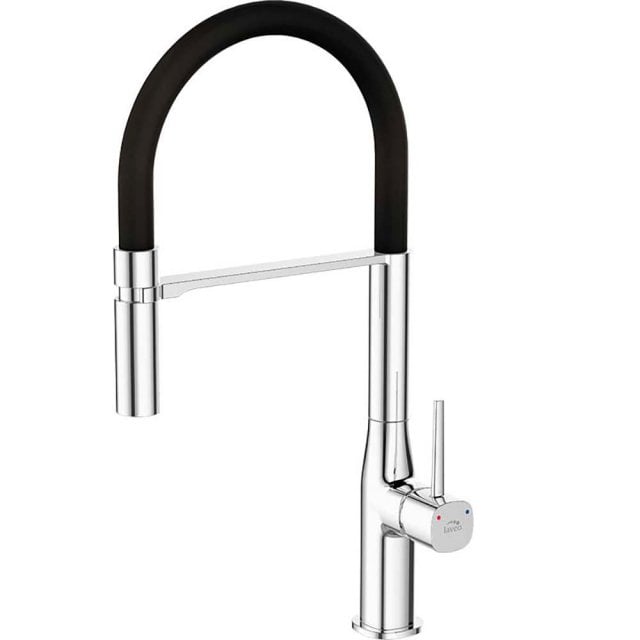 LAVEO Bateria kuchenna stojąca POLA z elastyczną wylewką U chrom/czar