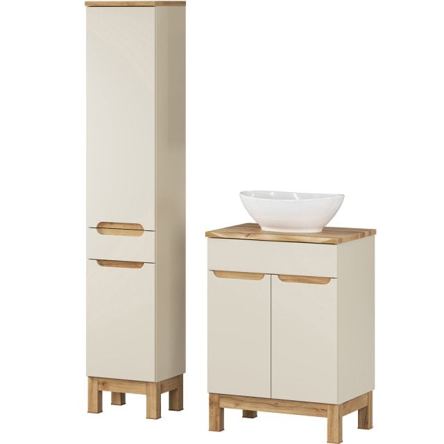 COMAD Zestaw mebli BALI CASHMERE szafka z blatem NATURE WOTAN 60 cm,