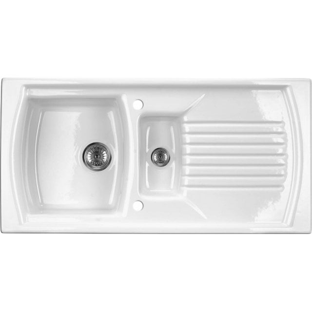 DEANTE Zlewozmywak ceramiczny LUSITANO biały 1,5-komorowy z ociekacze