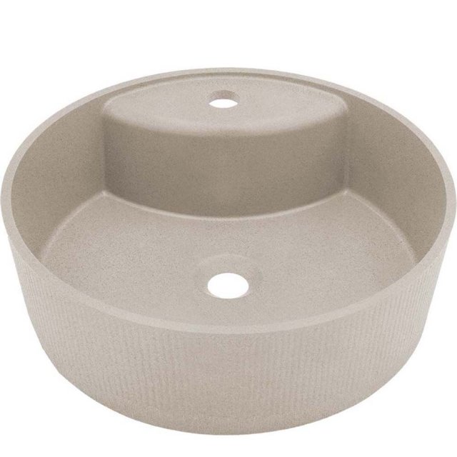 LAVEO Umywalka nablatowa CLIFF 36 cm granitowa ryflowana z miejscem n