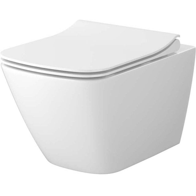 CERSANIT Miska zawieszana CITY PRO square, spłukiwanie wirowe, deska