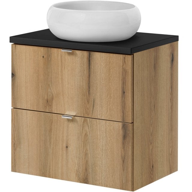 COMAD Zestaw mebli NOVA OAK szafka z blatem BLACK 60 cm, umywalka WIK