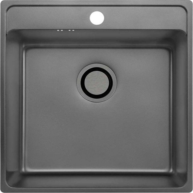 LAVEO Zlewozmywak stalowy BESOS 49x48 cm 1-komorowy grafit len SLB_51