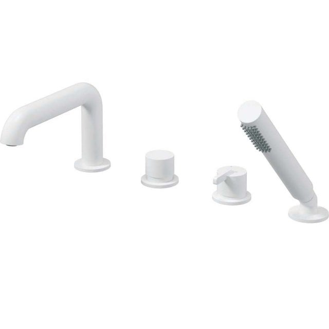 DEANTE Bateria nawannowa SILIA 4-otworowa z zestawem prysznicowym bia