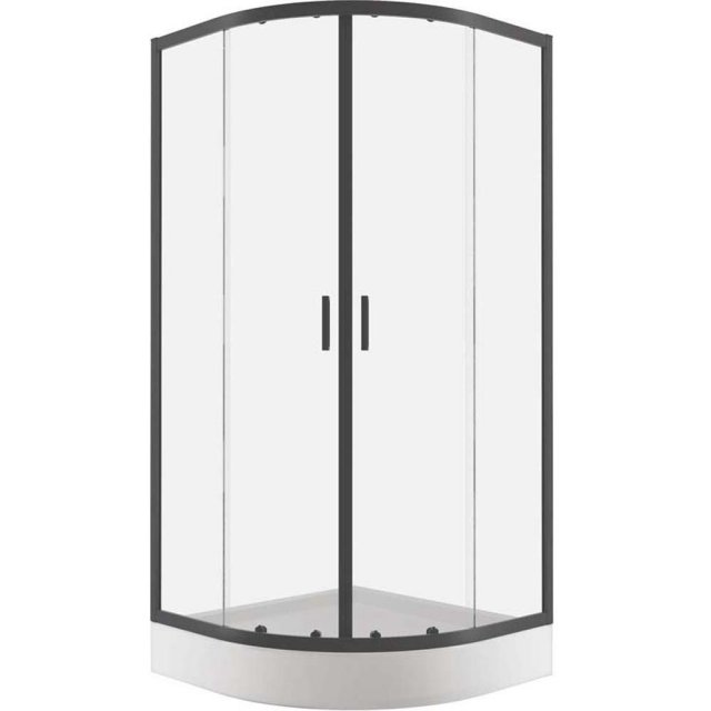 NEW TRENDY Kabina prysznicowa SUVIA BLACK półokrągła z brodzikiem 90x