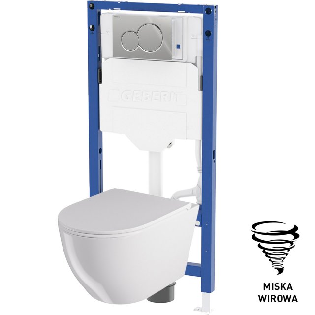 GEBERIT Zestaw podtynkowy SIGMA mechaniczny 50, miska MILARGO wirowa,