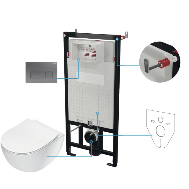 DEANTE Stelaż podtynkowy mechaniczny, miska bezkołn. PEONIA biała, pr