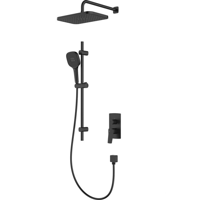 KFA Zestaw prysznicowy MALAGA podtynkowy z drążkiem przesuwnym czarny