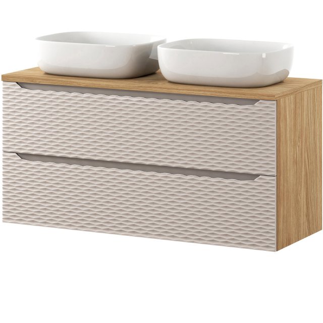 COMAD Zestaw mebli OCEAN BEIGE szafka z blatem 120 cm, 2 umywalki SMI