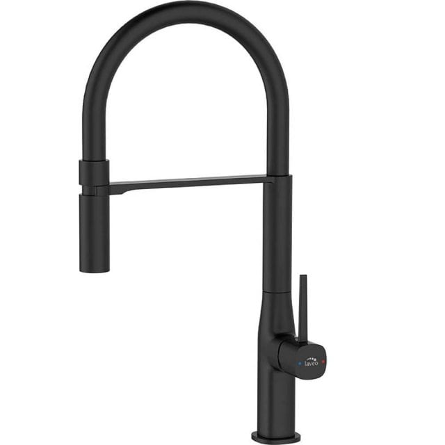 LAVEO Bateria kuchenna stojąca POLA z elastyczną wylewką U czarna BAP