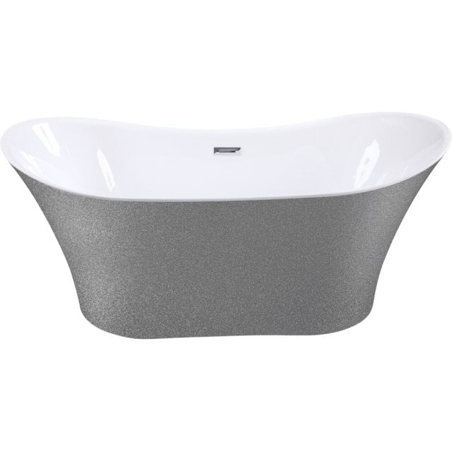 BESCO Wanna wolnostojąca AMBER GLAM SREBRNA 170x80 syfon z przelewem