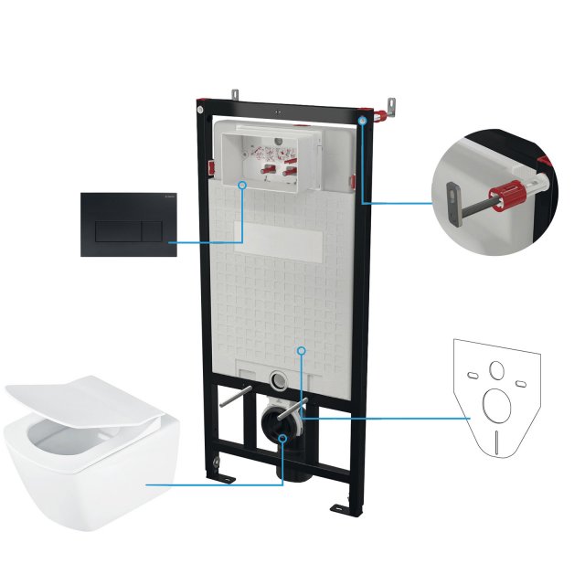 DEANTE Stelaż podtynkowy mechaniczny, miska bezkołnierzowa ANEMON, pr