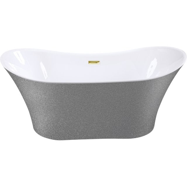 BESCO Wanna wolnostojąca AMBER SREBRNA 170x80 maskownica syfonu z prz