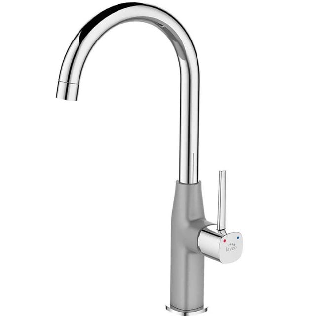 LAVEO Bateria kuchenna stojąca POLA z obrotową wylewką U szara/chrom