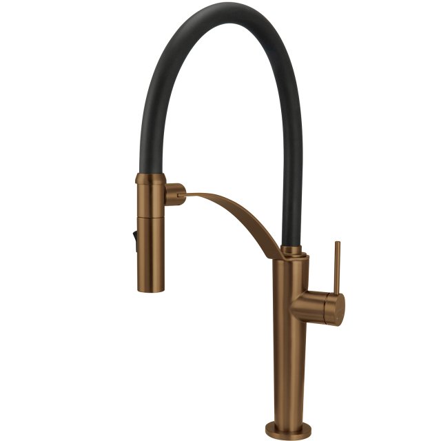 DEANTE Bateria kuchenna stojąca CORDA z elastyczną wylewką brąz szczo