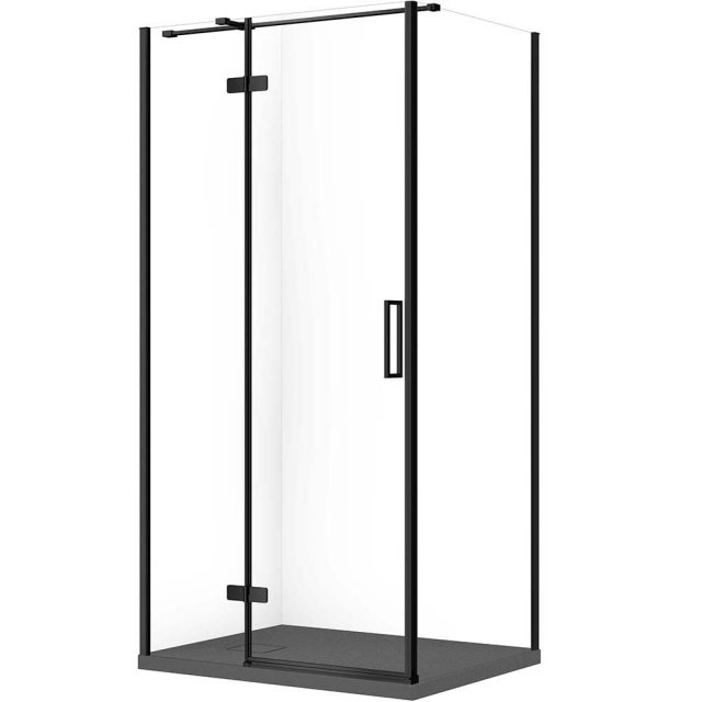 CERSANIT Zestaw kabina prostokątna JOTA lewa 100x80 czarna, brodzik T