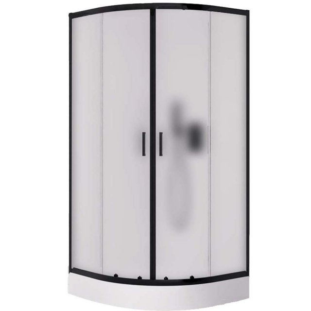 NEW TRENDY Kabina prysznicowa SUVIA BLACK półokrągła z brodzikiem 90x