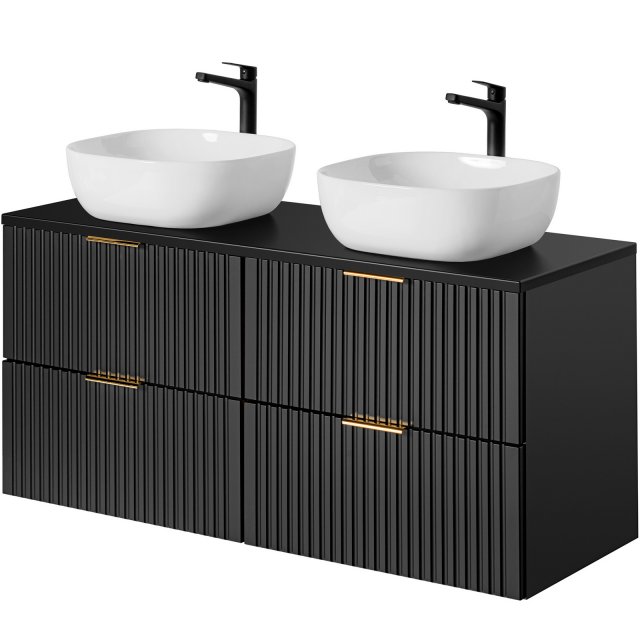 COMAD Zestaw mebli ADEL BLACK 2 szafki z blatem 120 cm, 2 umywalki SM