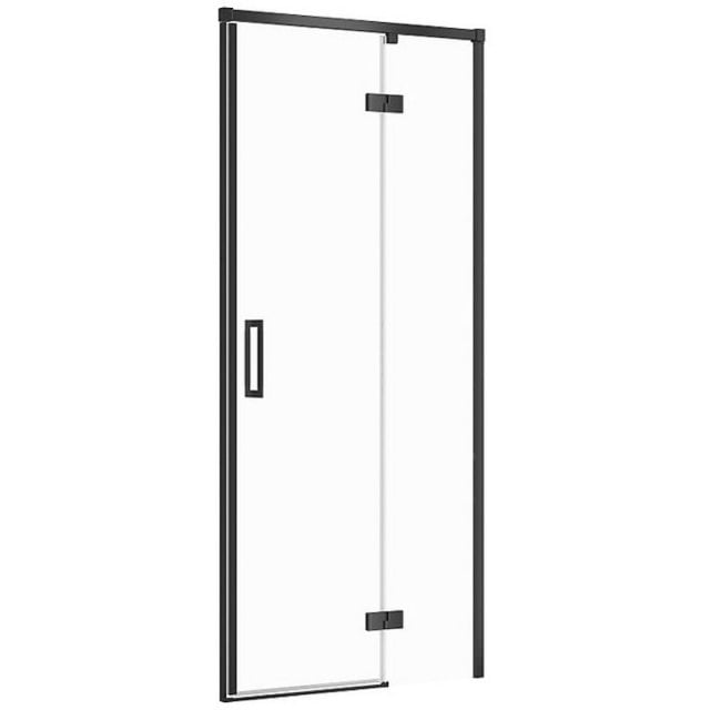Drzwi prysznicowe LARGA czarny 90x195 PRAWE szkło transparentne