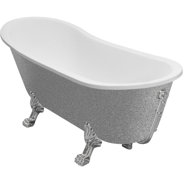 BESCO Wanna wolnostojąca OLAYA GLAM SREBRNA 160x68 cm nogi chrom #WAO