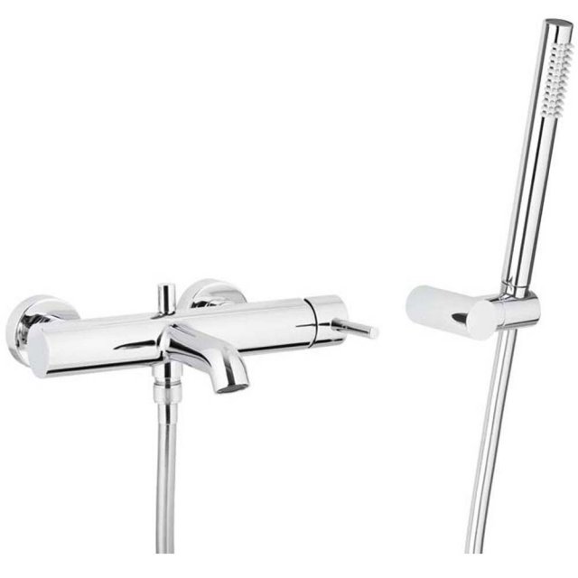 KFA Bateria wannowa ścienna pozioma MOZA chrom + zestaw prysznicowy p