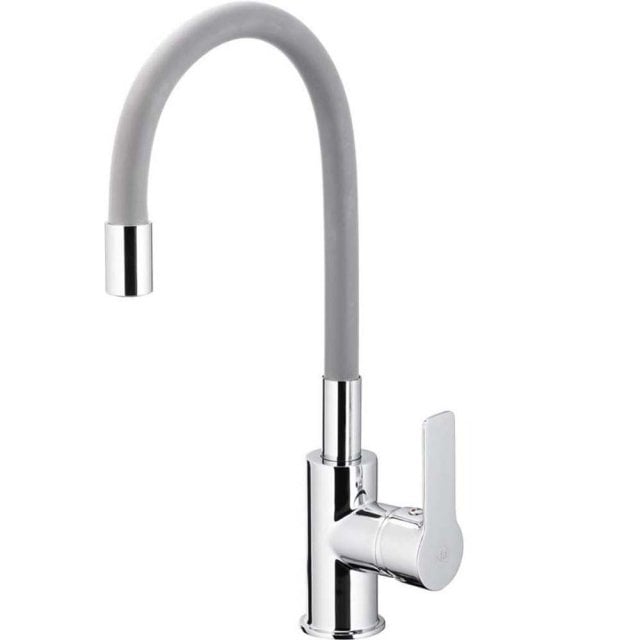 KFA Bateria kuchenna stojąca RUMBA z giętką wylewką chrom + szary 655