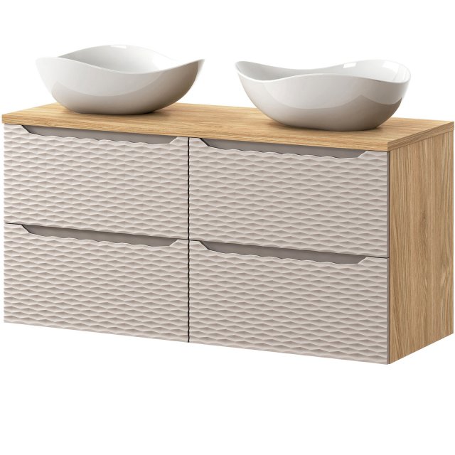 COMAD Zestaw mebli OCEAN BEIGE 2 szafki z blatem 120 cm, 2 umywalki C
