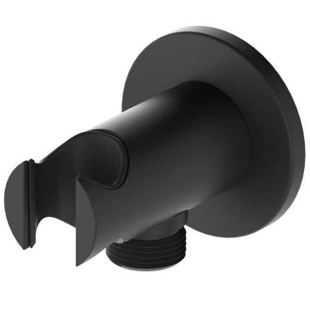 KFA Przyłącze podtynkowe okrągłe z uchwytem rączki natrysku czarne 84