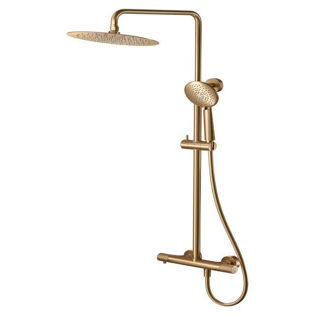 CERSANIT Zestaw prysznicowy ZEN z baterią termostatyczną, miedź szczo