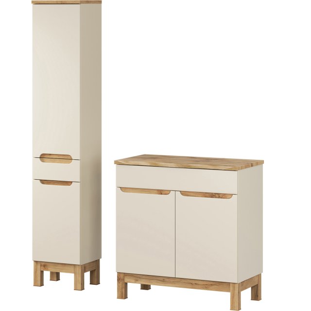 COMAD Zestaw mebli BALI CASHMERE szafka z blatem NATURE WOTAN 80 cm,