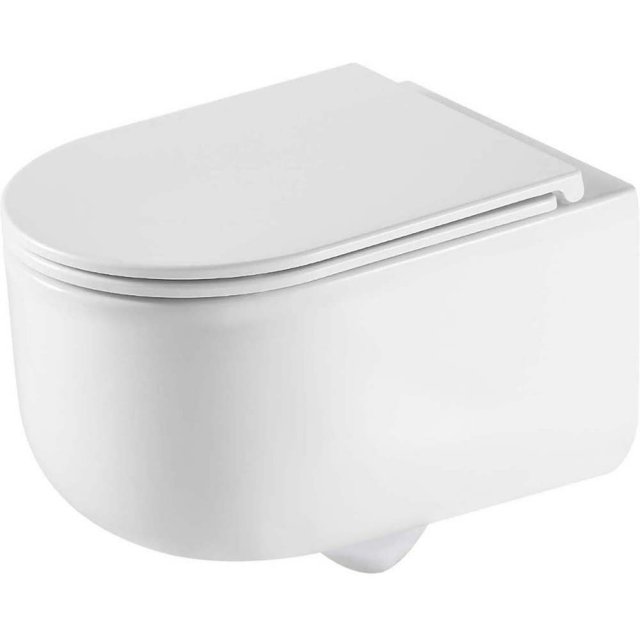 INVENA Miska WC podwieszana KORFU bezkołnierzowa wirowa z deską wolno