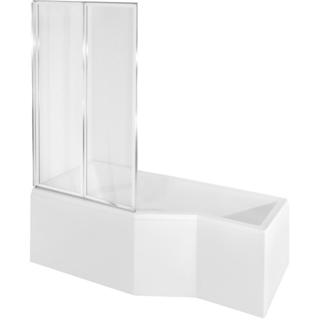 BESCO Wanna narożna INTEGRA 150x75 cm prawa z parawanem 2-skrzydłowym