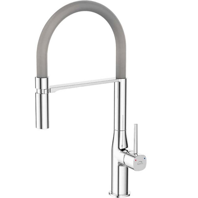 LAVEO Bateria kuchenna stojąca POLA z elastyczną wylewką U chrom/szar