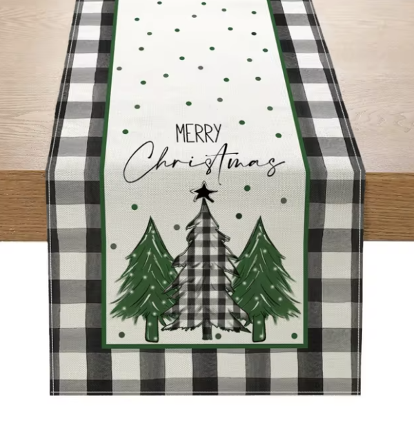 Lniany bieżnik świąteczny 183x33 cm