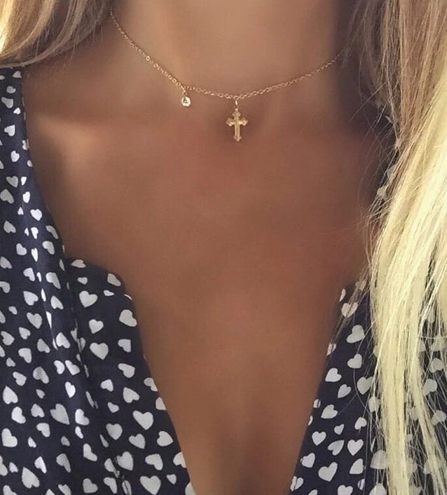 Naszyjnik Damski Krzyż z Kryształkiem Collares