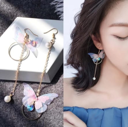 Kolczyki długie motylek 001