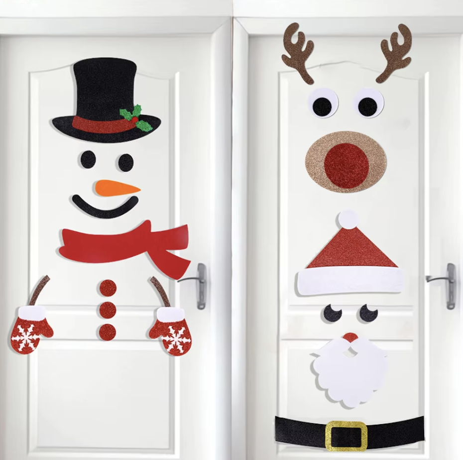 Świąteczne Naklejki na Drzwi/Okna - Filcowa Tkanina