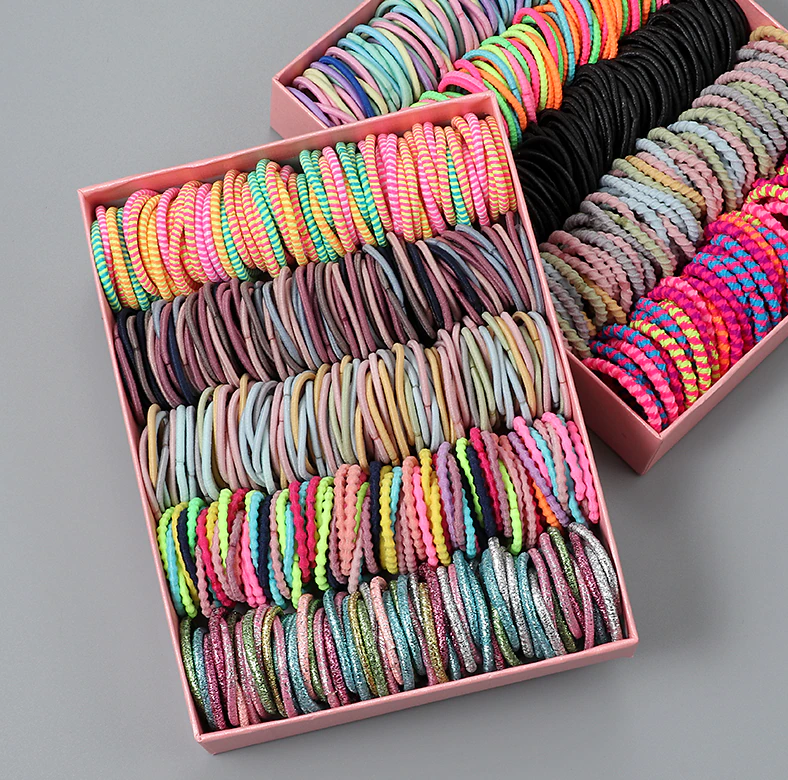 Zestaw 100 sztuk kolorowych gumek do włosów