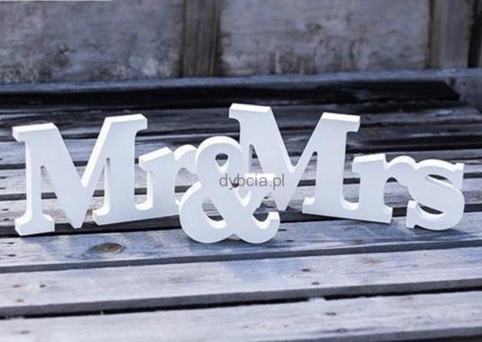Mr&Mrs drewniany napis