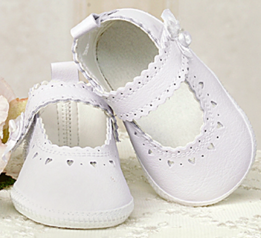 Buciki dla dziewczynki do chrztu skórzane eco