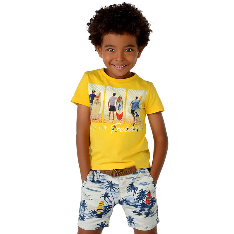 MAYORAL 3085 Koszulka bawełniana dla chłopca z nadrukiem