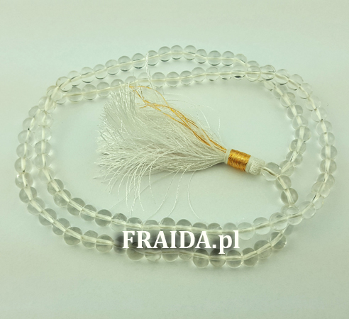 Mala - kryształ górski 2 (108 korali 8 mm - jakość AA) + woreczek