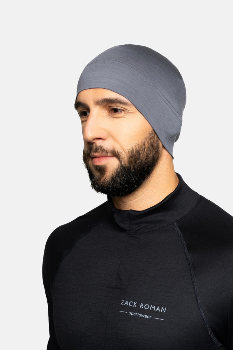 Czapka sportowa z wełny merino, popielata